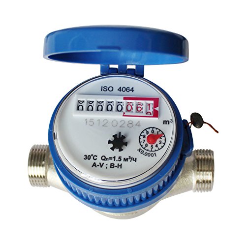 Water Flow Meter, 15 mm 1/2" Cold Water Meter Read of Cubic Meters for Garden Home Using