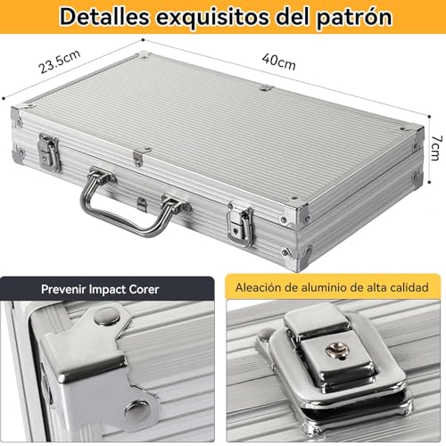 ACOVARK Juego de Poker de 311 Piezas,Juego de Fichas de Poker,300 Fichas Profesionales con 2 Barajas de Cartas y 5 Dados,con Estuche de Transporte de Aluminio,Apto para Adultos