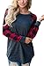 Byoauo Womens Tops Raglan Shirt Plaid Long Sleeve Tunic Sweatshirt T Shirts