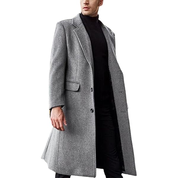 keusyoi Mens Winter Jackets Business Casual Woolen Coats Long