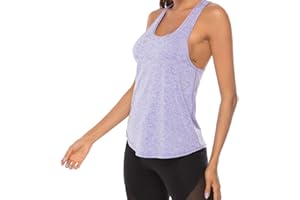 EVERFION Women's Workout Tops, Athletic Yoga Shirts Loose Fit Racerback Tank Top, Sleeveless Muscle Tank Tops for Yoga Exercise Gym