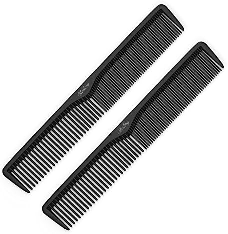 Sterling Beauty Tools, Styling Comb (2 Pack) - Professional 7” Black Carbon Fiber Anti Static Chemical And Heat Resistant Combs For All Hair Types