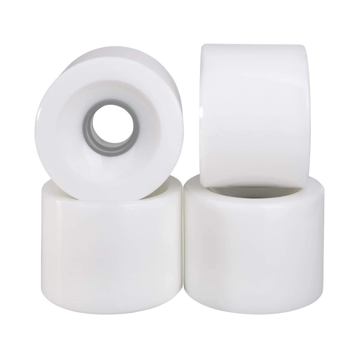 RaceBon 70mm Longboard Skateboard Wheels Hardness 78A Polyurethane Cruising Wheel Free 608 Bearings and Spacers Set of 4 (White)