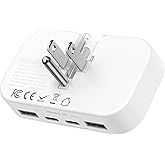 elecegg Slim Flat USB C Wall Charger,4 Ports Ultra Thin Foldable Wall Plug with Smart IC,Dual USB and Dual USB C Charger Block for iPhone, iPad, iPod, Android,Samsung Galaxy,and More
