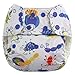 Blueberry One Size Simplex Organic All in One Cloth Diapers, Bundle of 2, Made in USA (Bugs + Blue Elephants)
