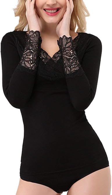 camiseta interior mujer encaje manga larga