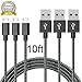 Micro USB Cable,Airsspu 3Pack 10FT Extra Long Premium Nylon Braided High Speed USB to Micro USB Charging Cord Android Fast Charger for Samsung Galaxy S7/S6/S5/Edge,Note 5/4/3,HTC,LG(Black White)