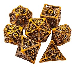 Polyhedral Dice Set Hollow Metal DND Dice Dragon