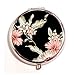 LuxSweet Flowers Pill Box Purse Pocket Small Round Silver Pill Case Decorative Box Metal Medicine Vitamin Pill Organizer Portable Unique Gift