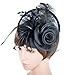 AM CLOTHES Fascinators for Women Flower Feather Headband Hat Fascinator Wedding Headwear 9011BLACK