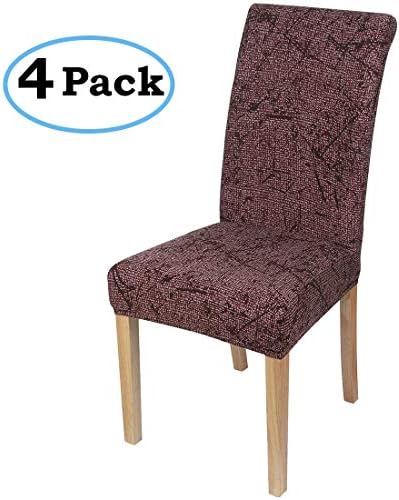 misaya Stretch Dining Room Chair Cover Spandex Removable Washable Floral Printing Chair Slipcover for Kitchen, Set of 4, Style 7