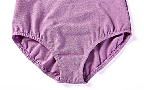 Molldan Girls' Dance Ballet Leotard Short Sleeve Kids Activewear Dress Jumpsuit (4-6Years, Purple) - Thumbnail 6