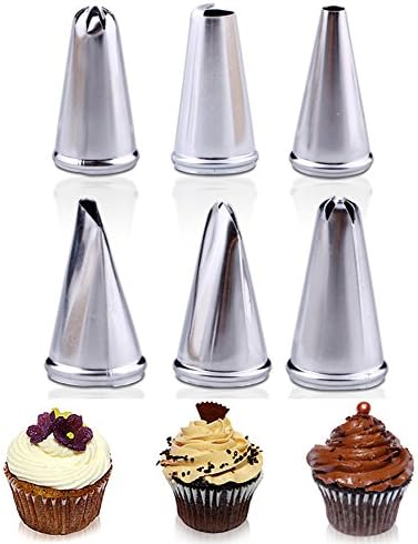 BAKE4LIFE 6-Piece Cupcake Decorating Tips Set - BPA Free FDA Approved Stainless Steel Icing Piping Tips