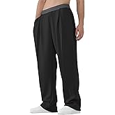 Susclude Mens Baggy Sweatpants Summer Wide Leg Track Pants Pleated Lounge Yoga Elastic Waist Casual Pants with Pockets