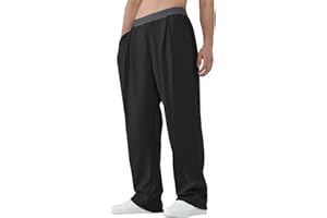 Susclude Mens Baggy Sweatpants Summer Wide Leg Track Pants Pleated Lightweight Elastic Waist Casual Pants with Pockets