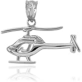Claddagh Gold High Polish 925 Sterling Silver Aircraft Helicopter Charm Pendant