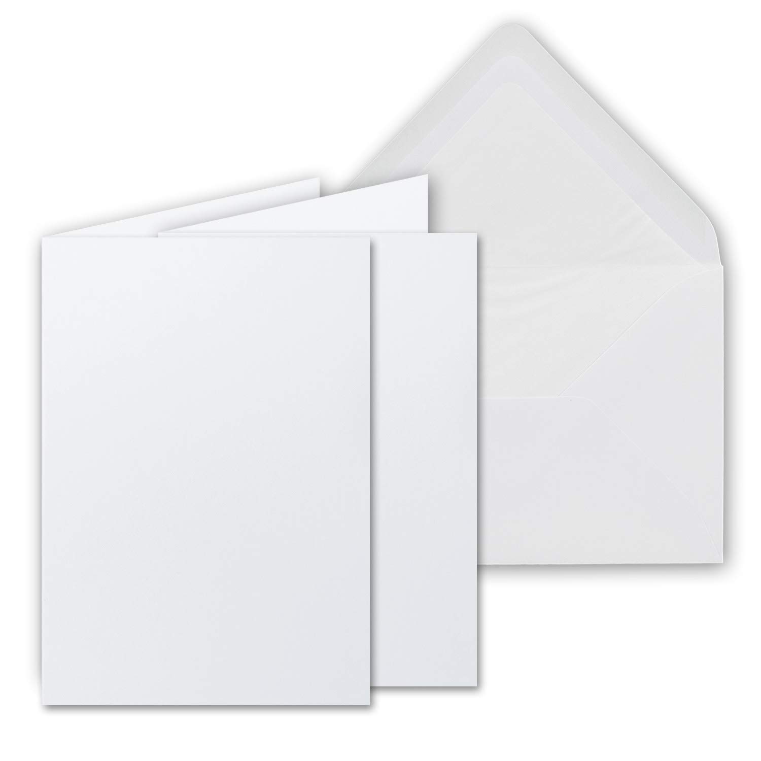 FarbenFroh by GUSTAV NEUSER 25 sets large card package, bright white (white), matt, with 25 folding cards, matching white inserts & 25 lined envelopes DIN B6, 12 x 17 cm 120 x 170 mm