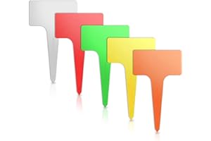 AMORNING 100Pcs T-Type Plant Tags，Waterproof Thick Plastic Plant Makers，6 x10cm Nursery Garden Labels(Multicolor) (SZ-BC610T)