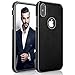 LOHASIC for iPhone Xs Case, for iPhone X Case Thin Slim Leather Luxury PU Soft Hybrid Bumper Defender Non-Slip Grip Shockproof Full Body Protective Phone Cover Cases - Black