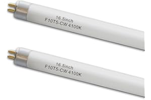FLYERCATCH 16inch F10T5 CW 10watt Fluorescent Bulb, 4100K Cool White Light, Replacement T5 10W 4200K Bright White Lighting Tube, 16.5" Overall Length (2pack)