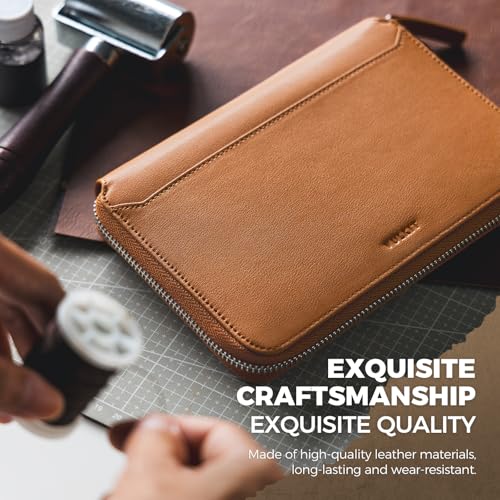 VULKIT Leather Family Passport Holder for 4-6 Passports, Premium Document Organizer Case, Large Travel Wallet for Couples and Families.