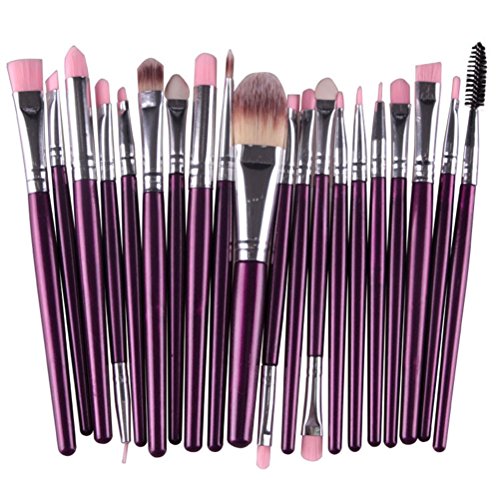 MELADY20pcs Multi-function Purple+Silver Pro Cosmetic Powder Foundation Eyeshadow Eyeliner Lip Makeup Brushes Sets