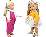 2 Sets Rose Red Clothes Clothing Rompers Outfits for 16-18 Inches American Girl Doll