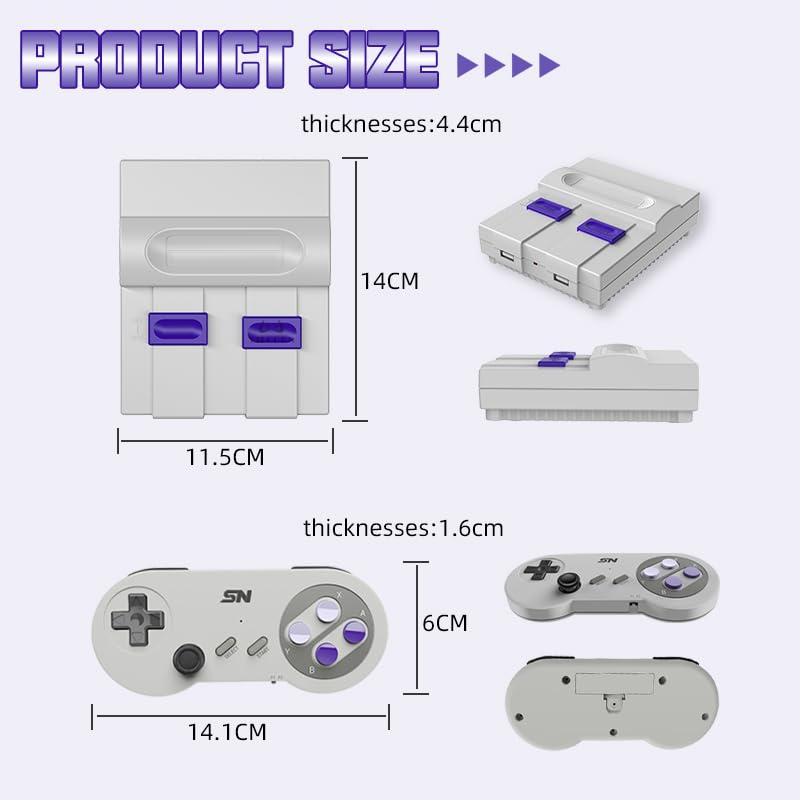 Video Game Console 16Bit Super Game Machine Built in 5000 Classic Games Support HDMI 4K TV Plug Play Retro Gaming Console System with Dual Wireless Controllers Gift