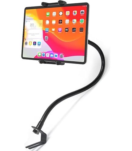 ChargerCity Flexible Gooseneck Universal Tablet Holder With Sliding Hooks, 7-12 Inch Screens, 3-6 Foot Extend