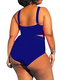 Traje de baño de una pieza con cintura alta, talla grande, para dama