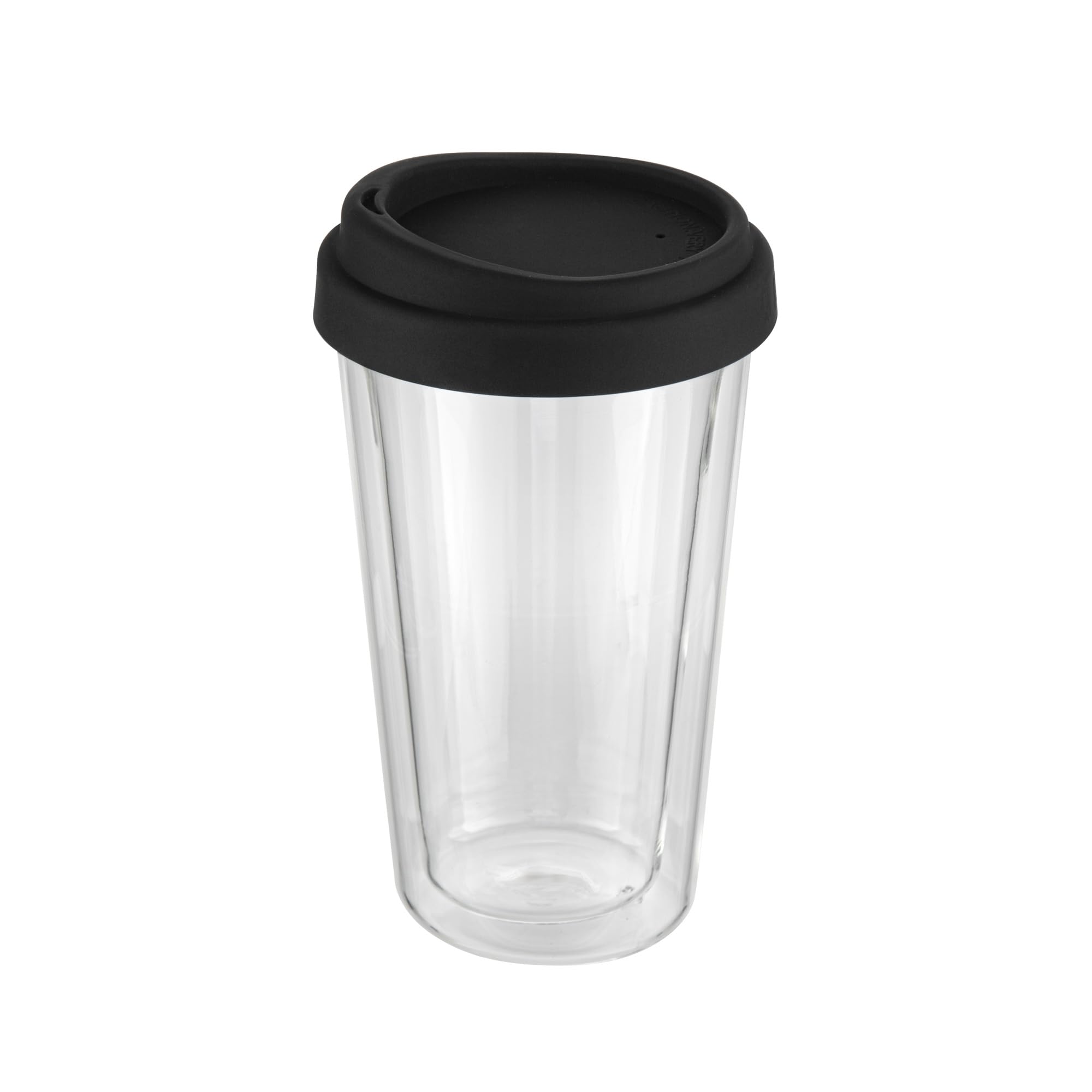 Restaurantware – Forma Professional 13.5 Ounce Insulated Travel Mugs With Lids, 10 Double Wall Coffee Mugs – Includes Lids, Reusable, Clear Borosilicate Glass Tumblers, Dishwashable, Microwavable