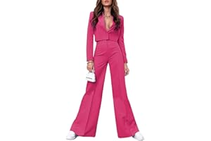 Xixiuly Women's 2 Piece Outfits Blazer Jacket High Waisted Wide Leg Pants with Pockets Business Casual Office Work Suit Sets