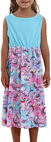 KIDVOVOU Girls Summer Floral Print Casual Sleeveless Dress Long Maxi Sundress,9-10Years