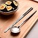 Autohome 2 Spoons and 2 Pairs Chopsticks Saintless Steel Dinner Flatware - White&Silver+Black&Silver