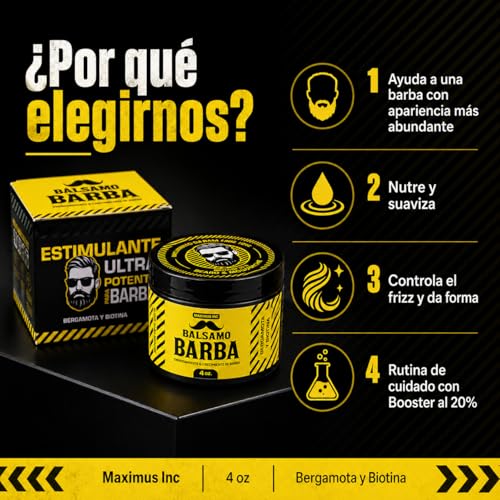 Minoxidil 20%, Biotina y Bergamota para Vello Escaso - Crecimiento y Densidad Estimula y Fortalece tu Barba y Bigote - Rápida Absorción No Irrita - Ingredientes 100% Naturales Biotina