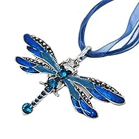 LFOEwpp7 Necklace, Vintage Shiny Rhinestone Inlaid Dragonfly Pendant Women Insect Necklace Jewelry Light Blue