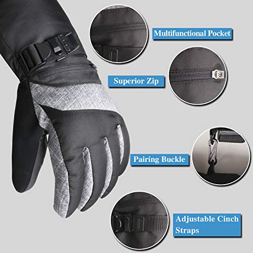 AMH Skiing & Snowboard Gloves for Winter Outdoor Activities, Warm 3M Thinsulate Gloves, Waterproof & Windproof with Touch Screen Design for Cold Weather, Fit Men & Women [Size L] - Thumbnail 2
