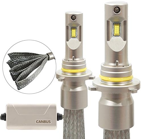 Huizen 9012 (HIR2) LED Projector Fanless Headlight Bulbs Conversion Kit (Chrysler, Dodge)- Adjustable Collar and Built-in CanBus Error Free - 100W 10000LM 6000K White High Low Beam Replacement