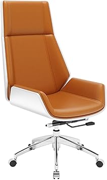 Amazon Com Office Chair Ergonomic High Back Wooden And Cowhide Seat Adjustable Height Computer Desk Chair For Home And Office Furniture Decor