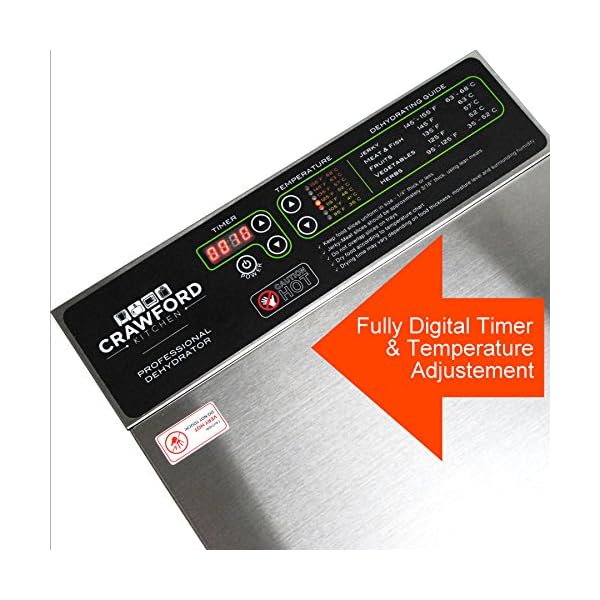 Crawford-Kitchen-Commercial-Food-Dehydrator-Stainless-Steel-Easy-To-Clean-Body-Pro-Quality-Dehydrated-Raw-Food-Jerky-Maker-1000W-Ultra-High-Effieciency-Design