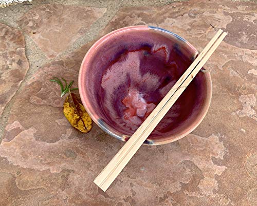 Pink Chopstick Bowl, handmade pottery dinnerware dish - Thumbnail 2