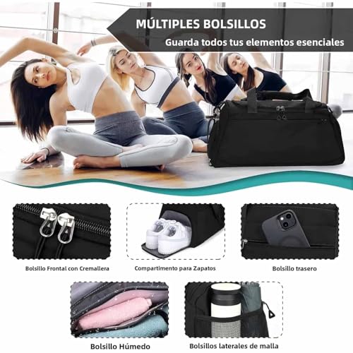 Bolso Deportivo Maletas para Gimnasio Fitness Viaje, Dry Wet Bolsa de Gimnasio Deportiva, Mochila Gran Capacidad Alta Durabilidad Plegable y Fácil de Llevar Uso Ideal Para Deportes y Viajes