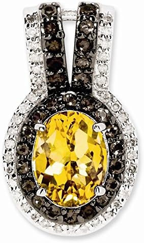 Sterling Silver Citrine and Smokey Quartz &amp; Diamond Pendant