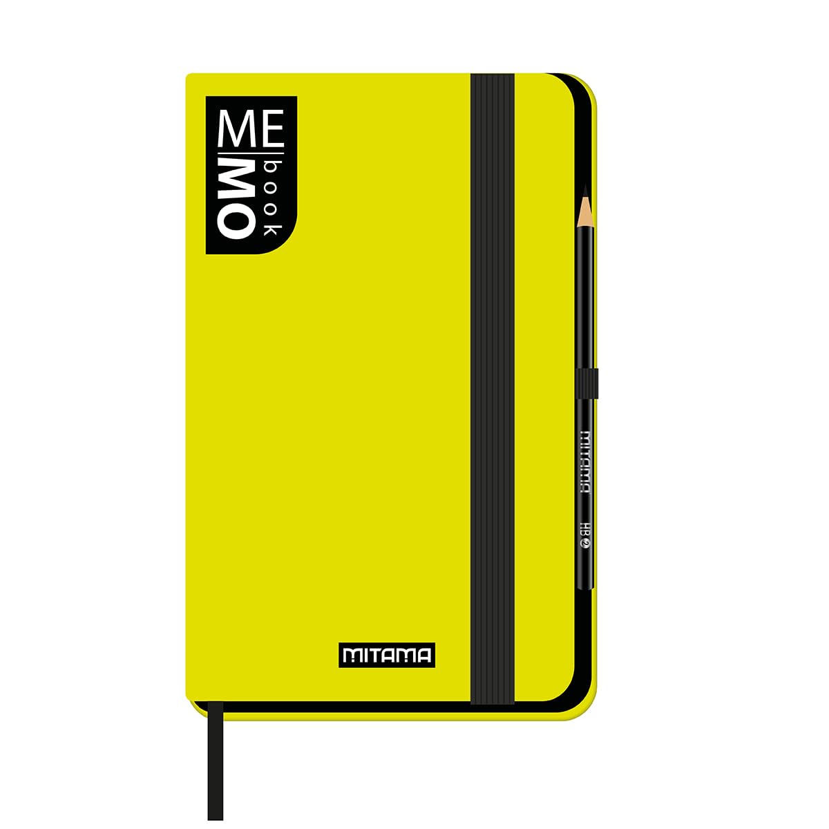 Mitama Large Neon Yellow Notebook – Memo Book – Notebook – Soft Touch Cover – Inner Pocket + Pencil Included – White Paper – 13 x 21 cm