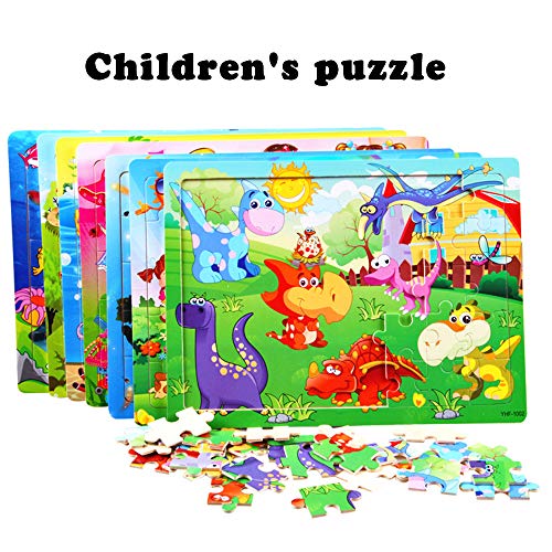 Wooden Jigsaw Puzzles Set for Kids Age 3-6 Year Old 40 Piece Colorful Wooden Puzzles Animals,Dinosaurs,Farms,Oceans,Education and Learning Intelligence Toys Jigsaw Puzzles,Wooden Puzzles Set of 4 for