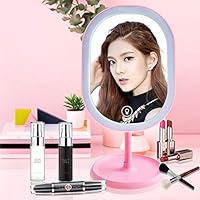 LED Lighted Makeup Mirror with Lights, Juhefa [Rechargeable] Portable Vanity Mirror, Touch Screen Switch,180 Degrees Free Rotation