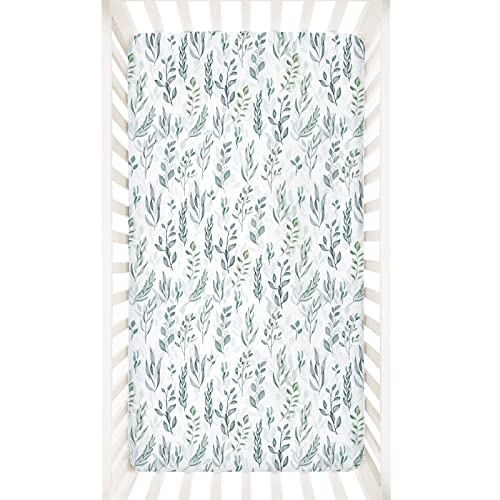 DILIMI Crib Sheet Fitted Crib Sheets for Baby Boys Girls, Ultra-Soft Baby Sheet Fits Standard Crib and Toddler Mattress, Green Leaf