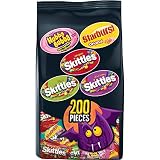 SKITTLES, STARBURST, and HUBBA BUBBA Gum Halloween Candy Bag, 200 Fun Size Pieces, 82.98 ounces