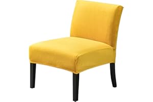 JIAN YA NA Armless Accent Chair Cover, Stretch Armless Chair Slipcover Velvet Armless Chair Covers Slipper Chair Slipcover Furniture Protector Covers for Living Room Bedroom(Velvet, Yellow)