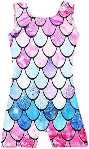 Leotards for Girls Gymnastics Kids Children Biketard With Shorts Sparkly Unicorn Dance Unitards๏ผMultiple Colors๏ผ